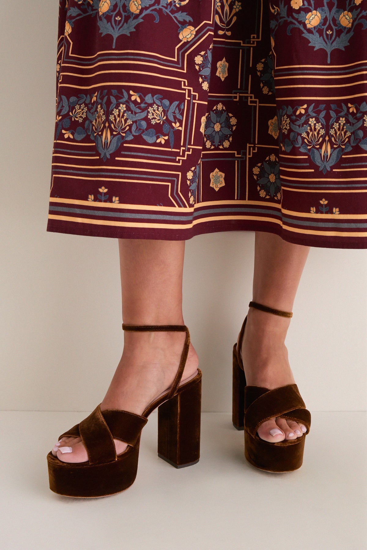Dark Brown Velvet Loretta Heels