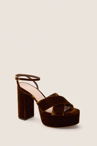 Dark Brown Velvet Loretta Heels