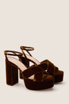 Dark Brown Velvet Loretta Heels