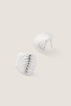 Silver Wavy Ridge Ripple Oversized Stud Earrings