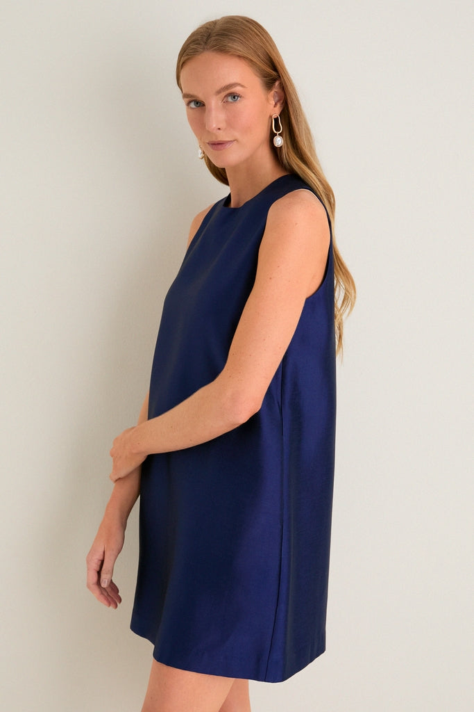 Navy Dupioni Marlowe Dress