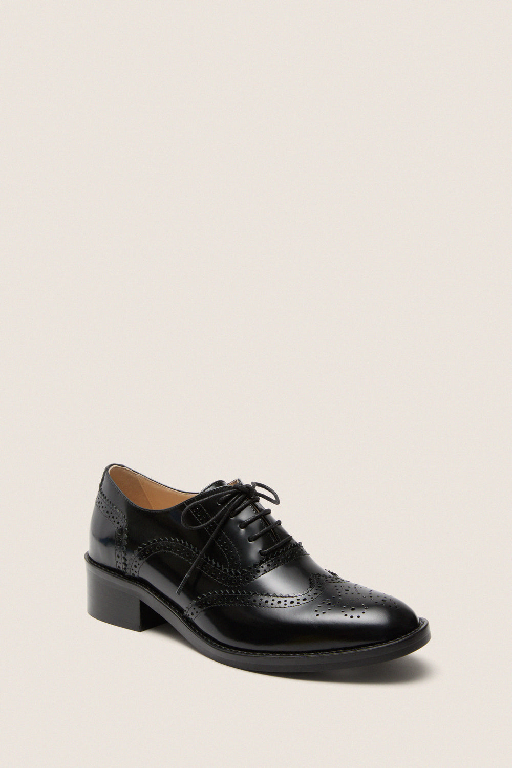 Black Leather Brogue Oxford Shoes
