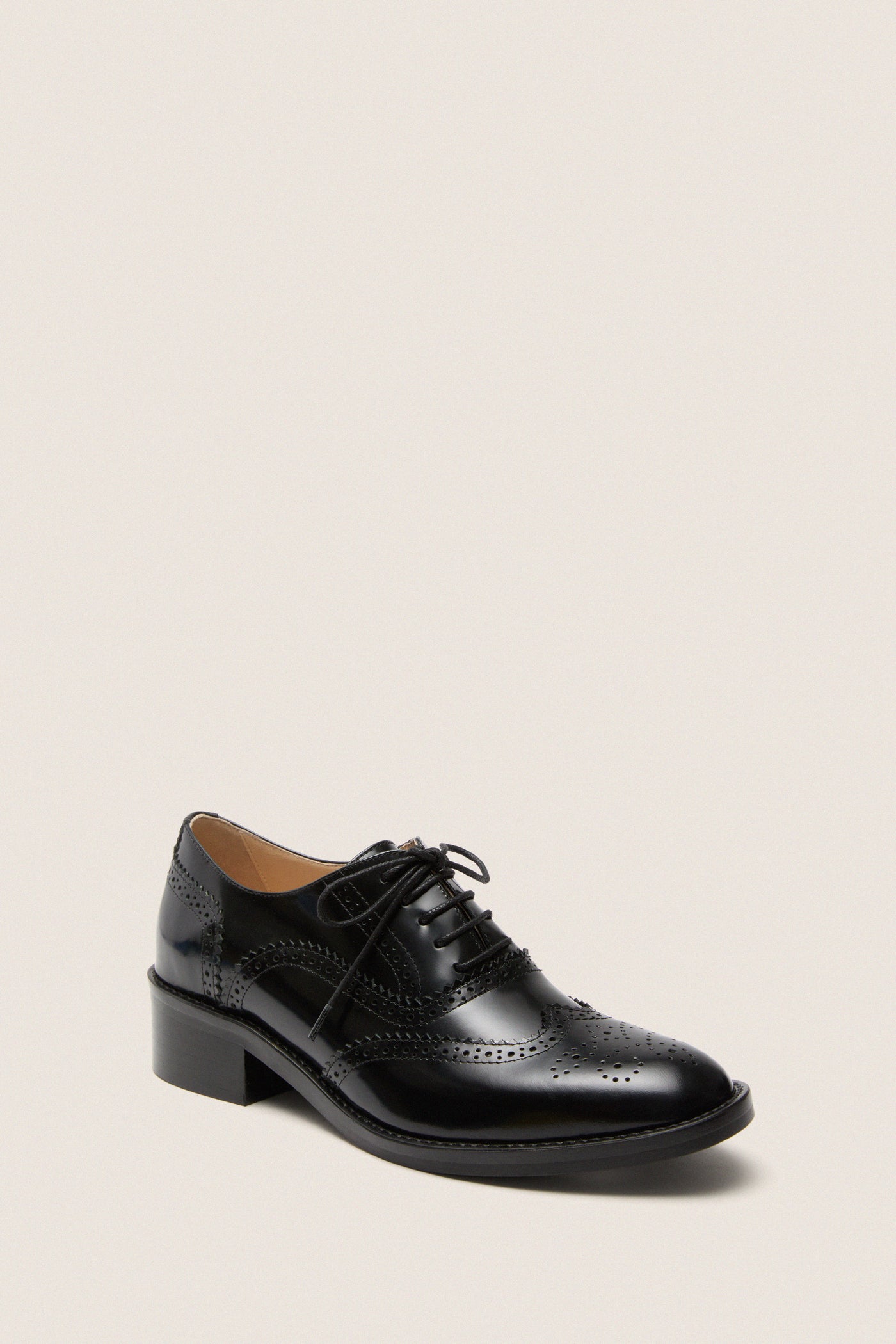 Black Leather Brogue Oxford Shoes