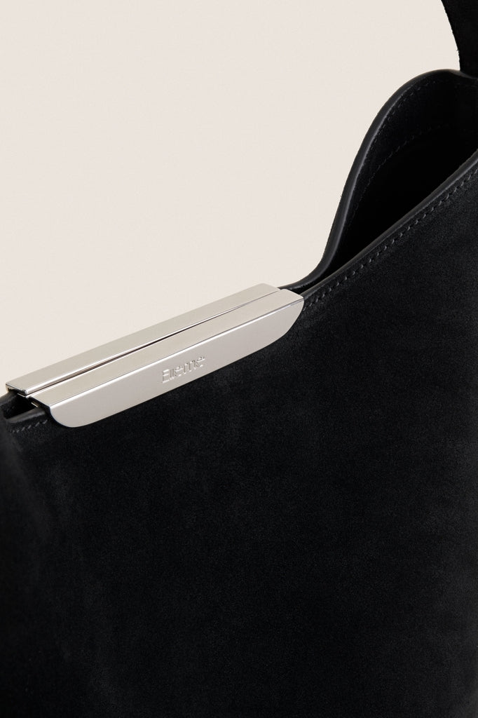 Black and Silver Suede Gemini Bag