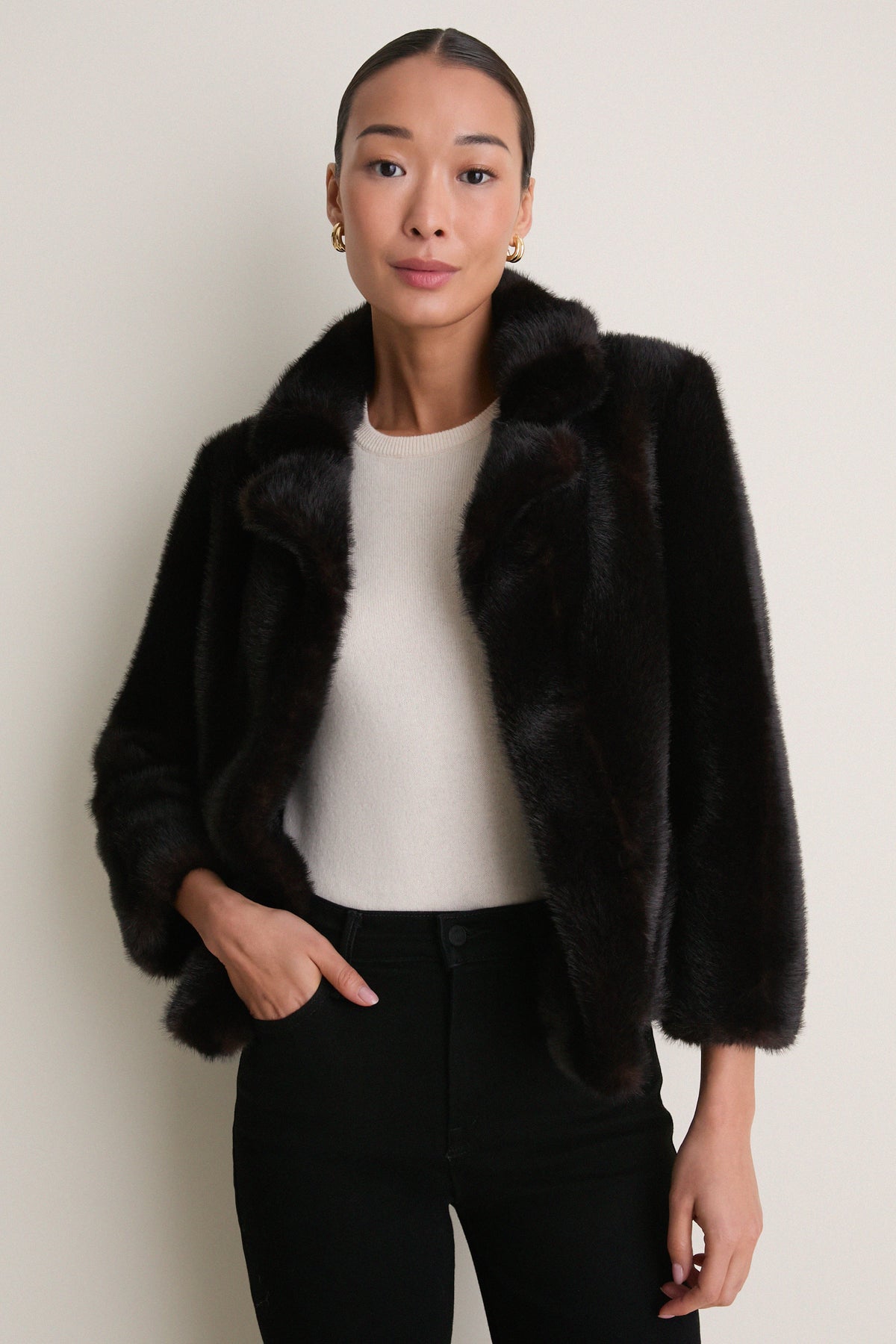Brown Fur Cropped Carmella Coat
