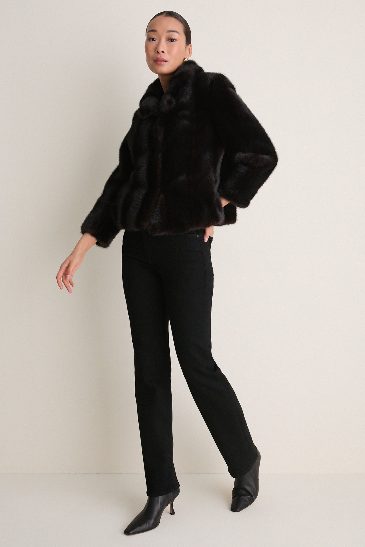 Brown Fur Cropped Carmella Coat