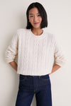Ivory Cashmere Cable Knit Eloise Sweater