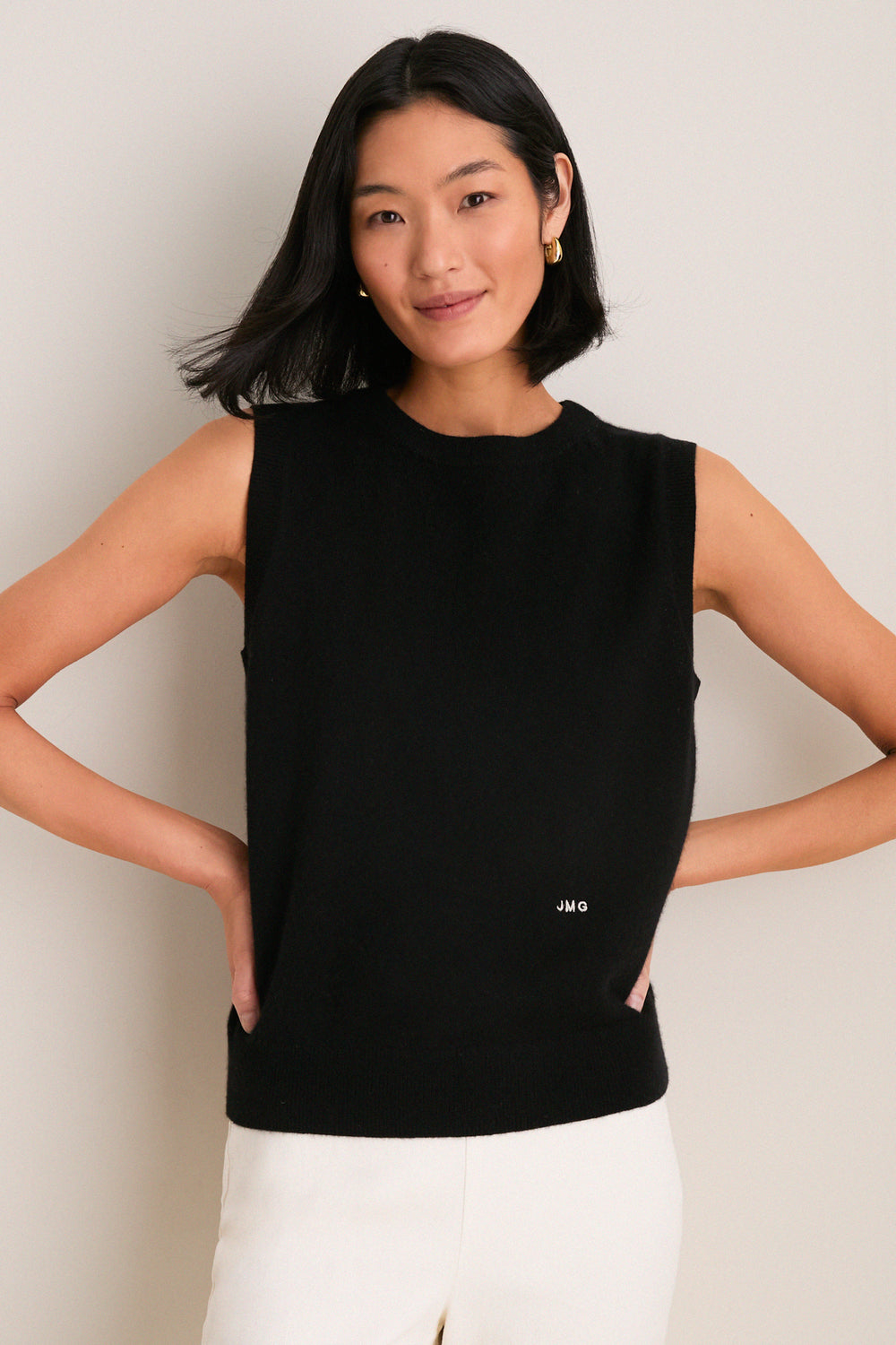 Black Cashmere Sleeveless Ava Shell