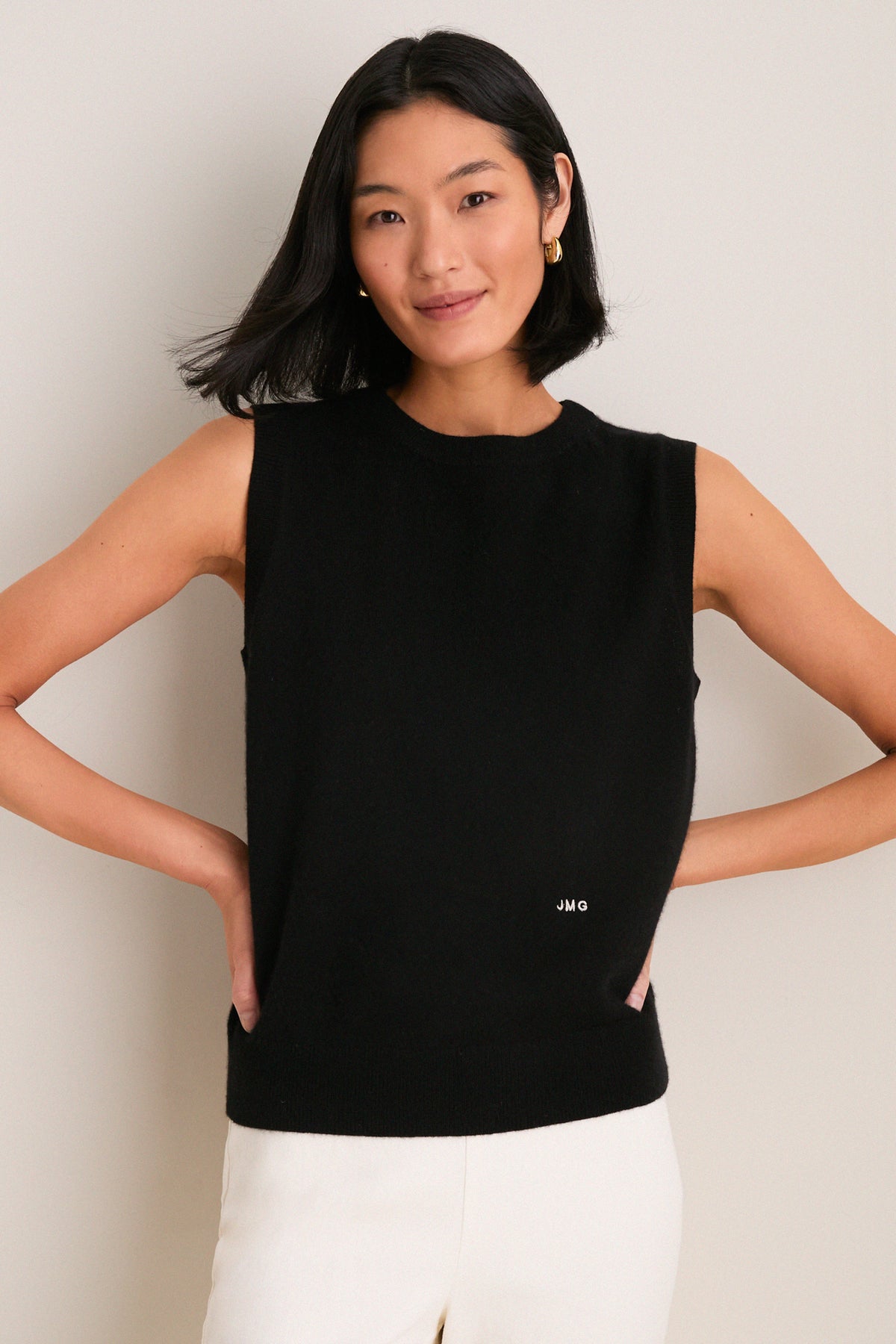 Black Cashmere Sleeveless Ava Shell