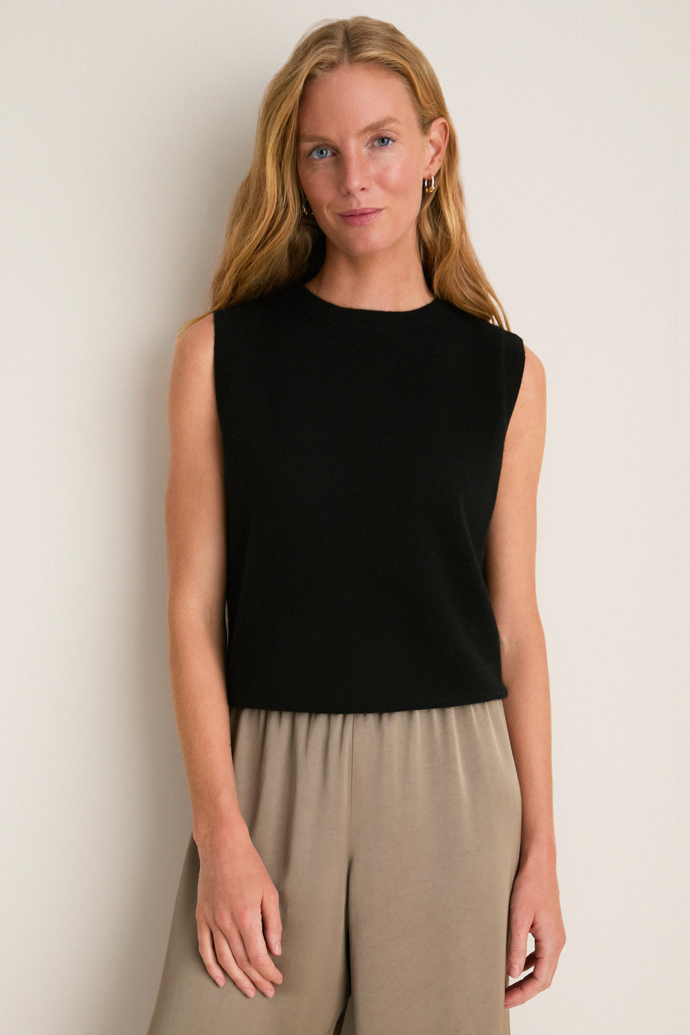 Black Cashmere Sleeveless Ava Shell