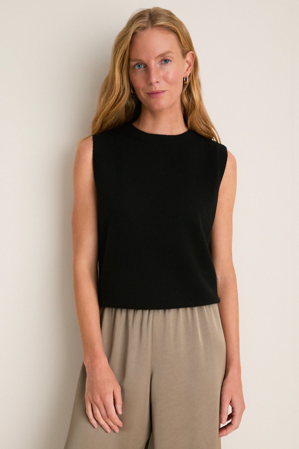 Black Cashmere Sleeveless Ava Shell