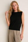 Black Cashmere Sleeveless Ava Shell