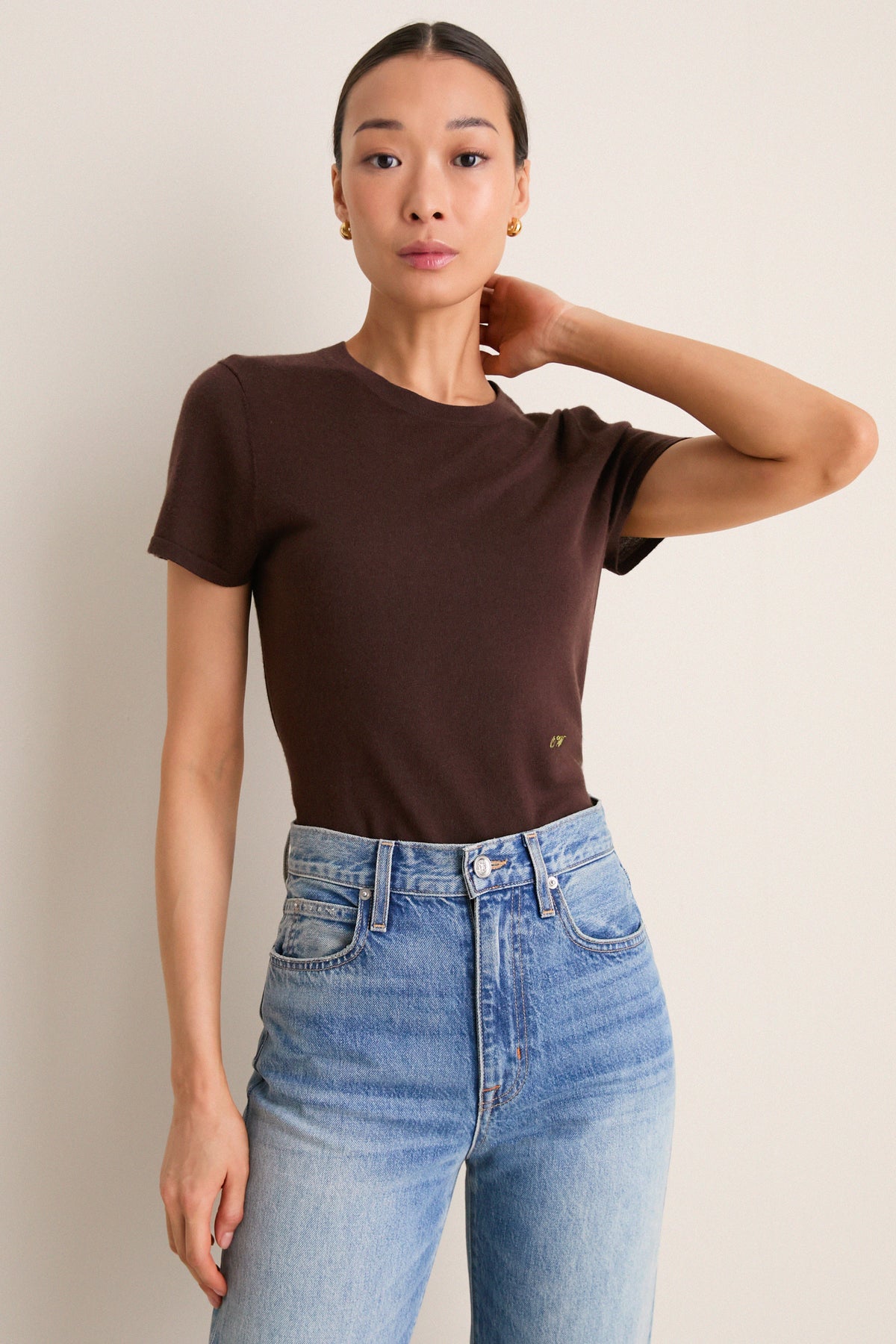 Chocolate Cashmere Silk Katie Tee