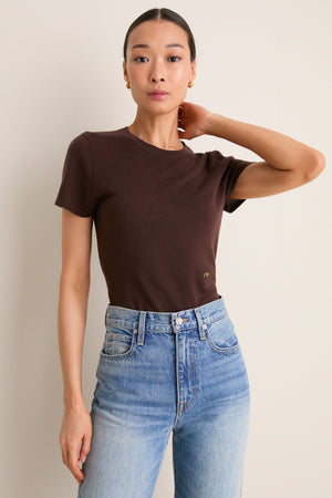 Chocolate Cashmere Silk Katie Tee