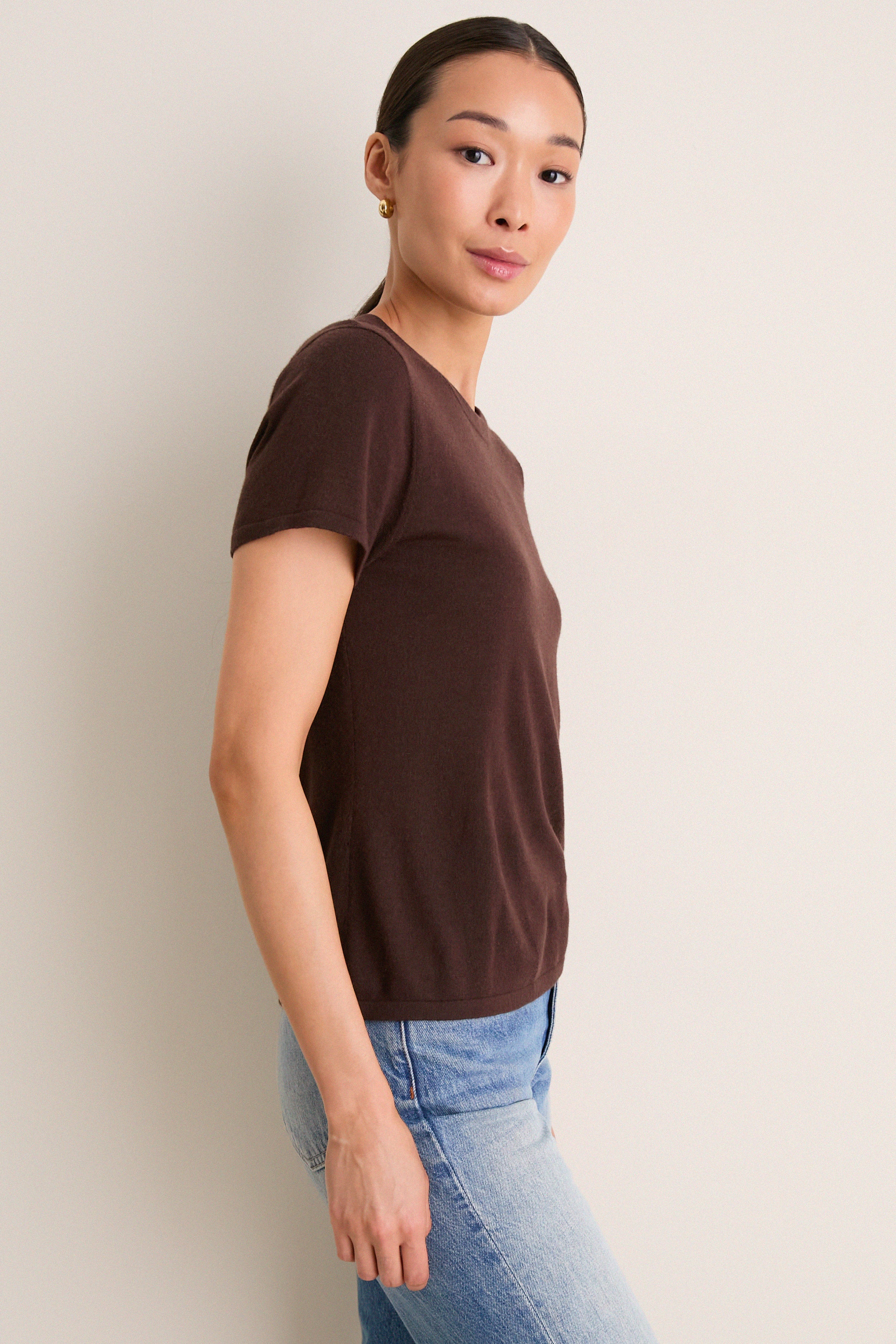 Chocolate Cashmere Silk Katie Tee