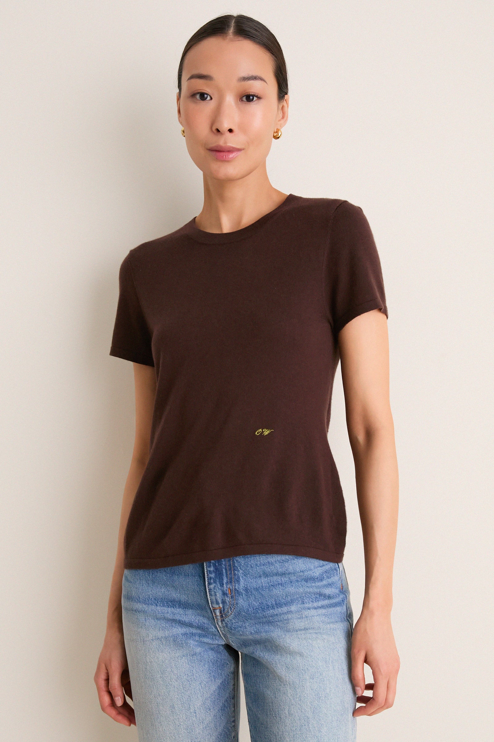 Chocolate Cashmere Silk Katie Tee
