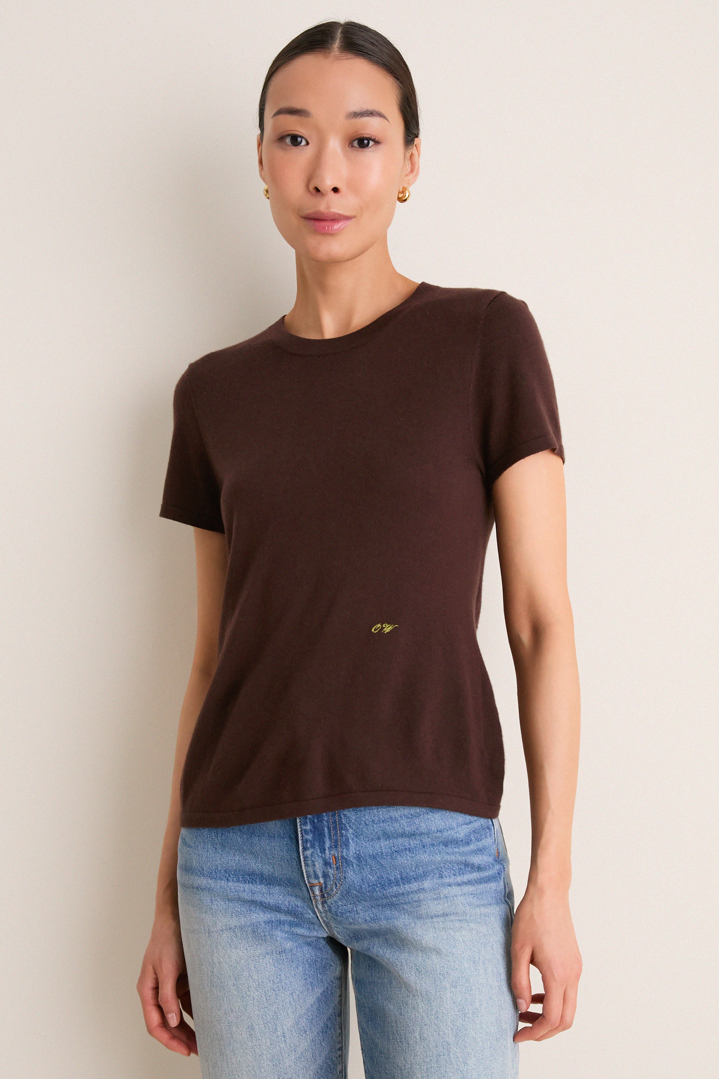 Chocolate Cashmere Silk Katie Tee