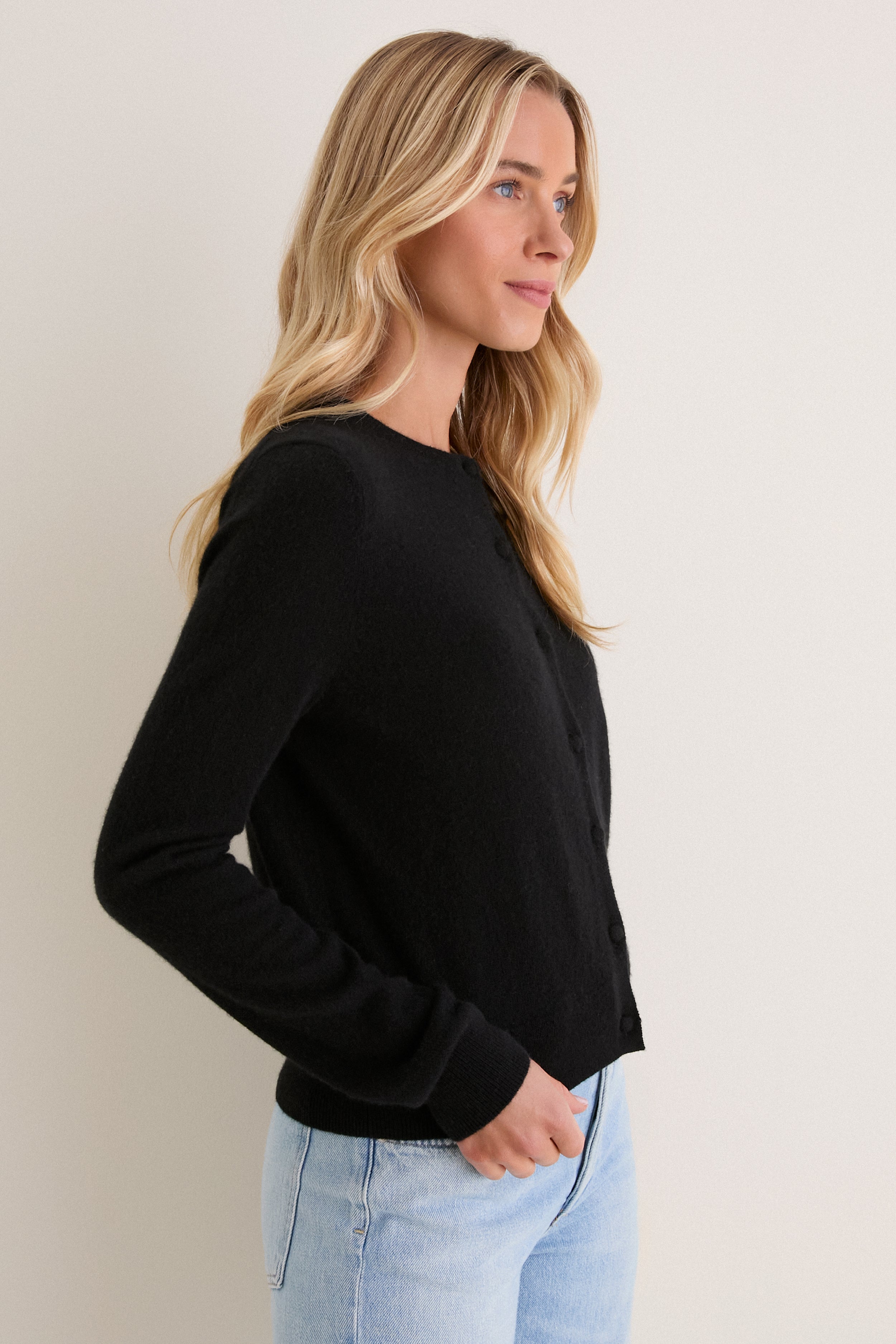 Black Cashmere Riley Cardigan