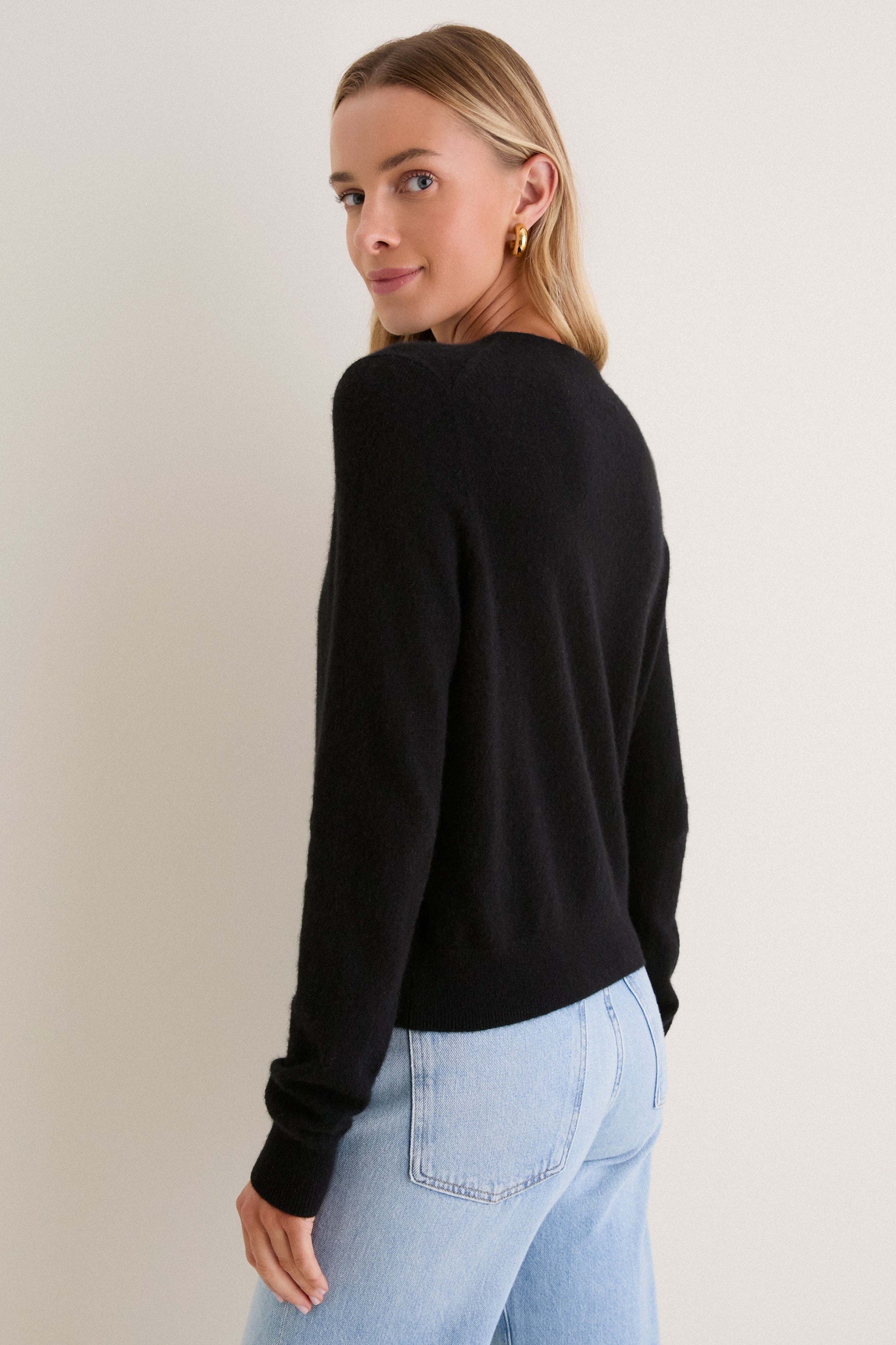 Black Cashmere Riley Cardigan