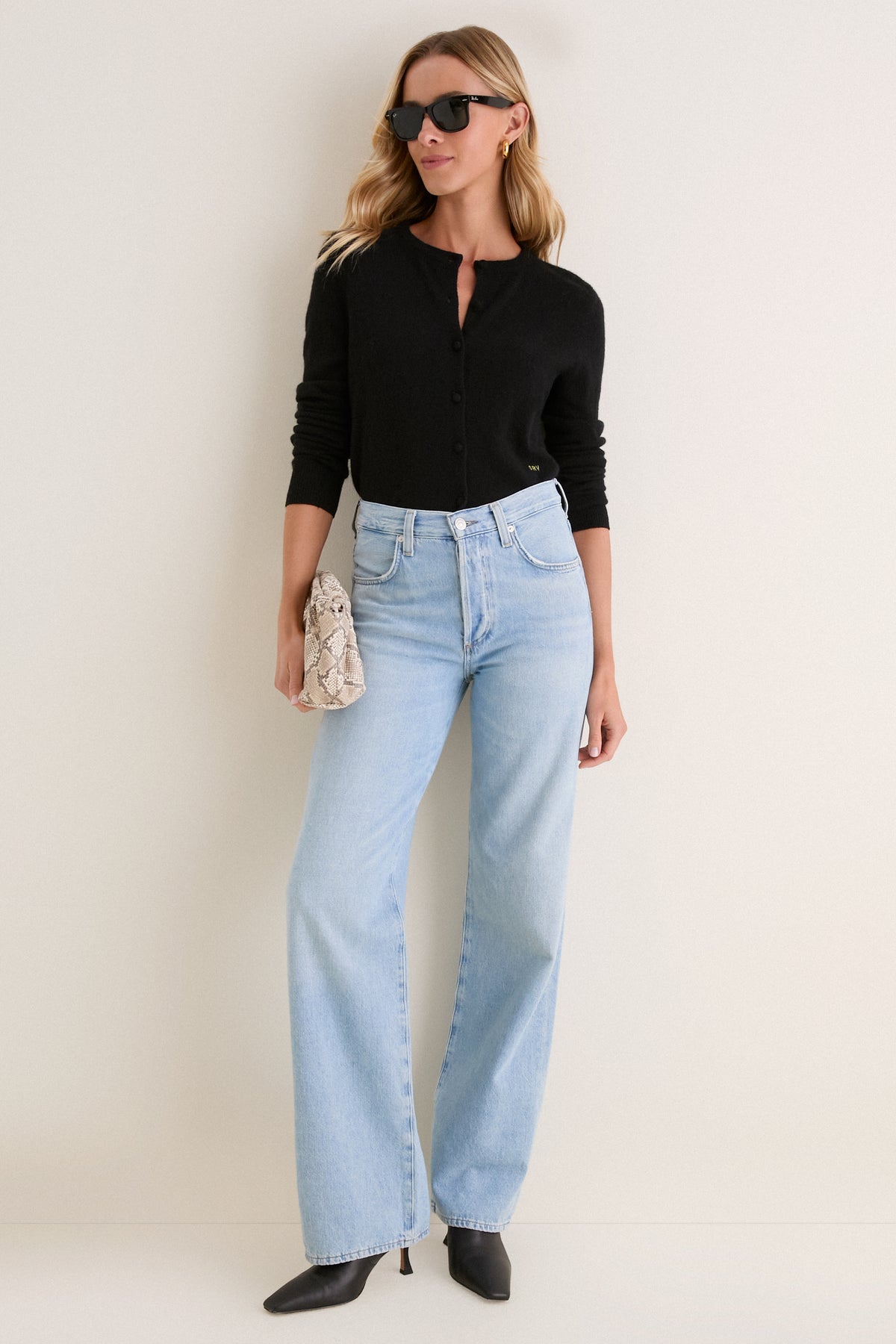 Black Cashmere Riley Cardigan