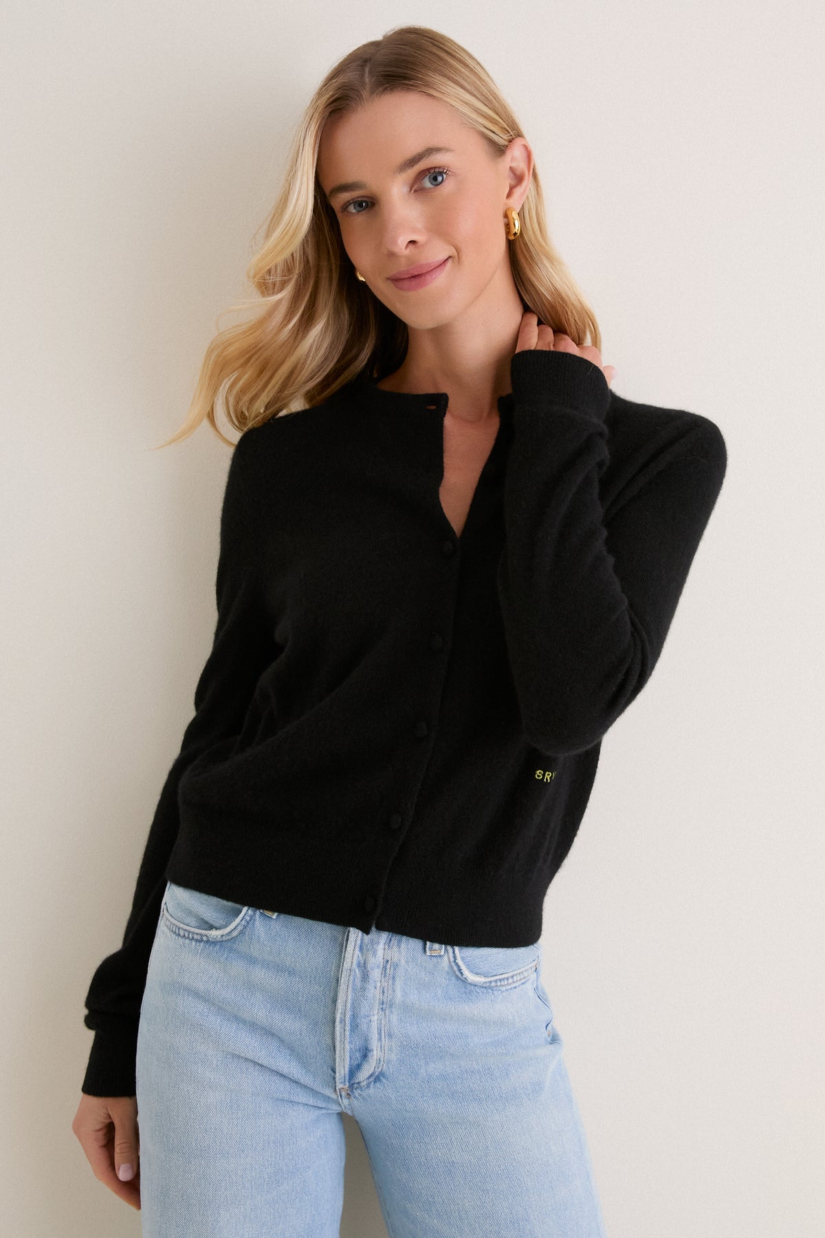 Black Cashmere Riley Cardigan