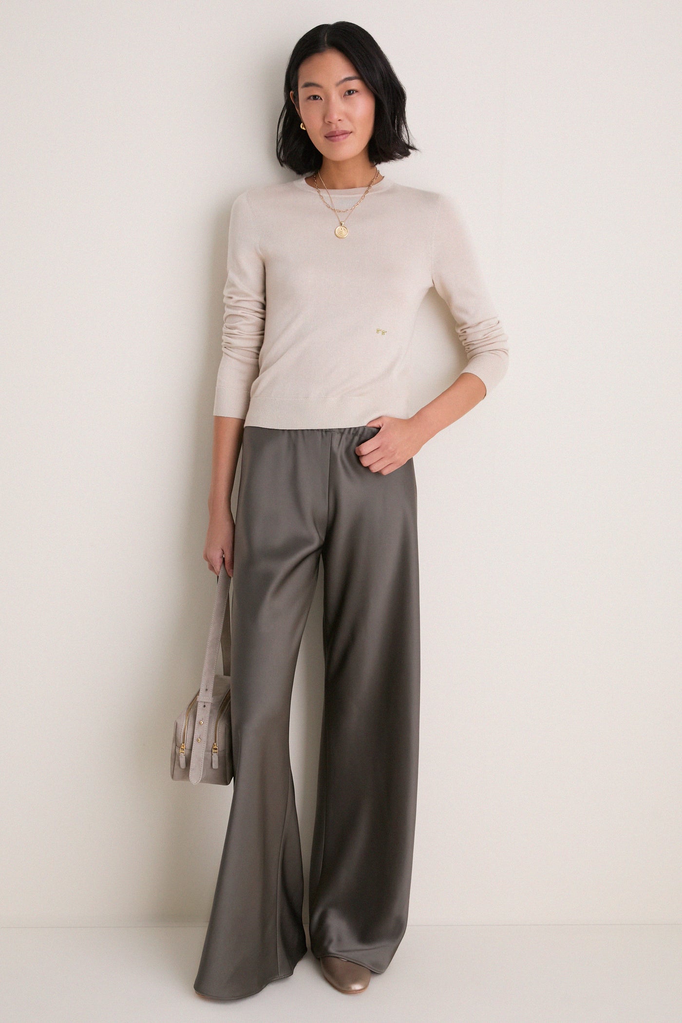 Sandstone Cashmere Silk Long Sleeve Katie Tee