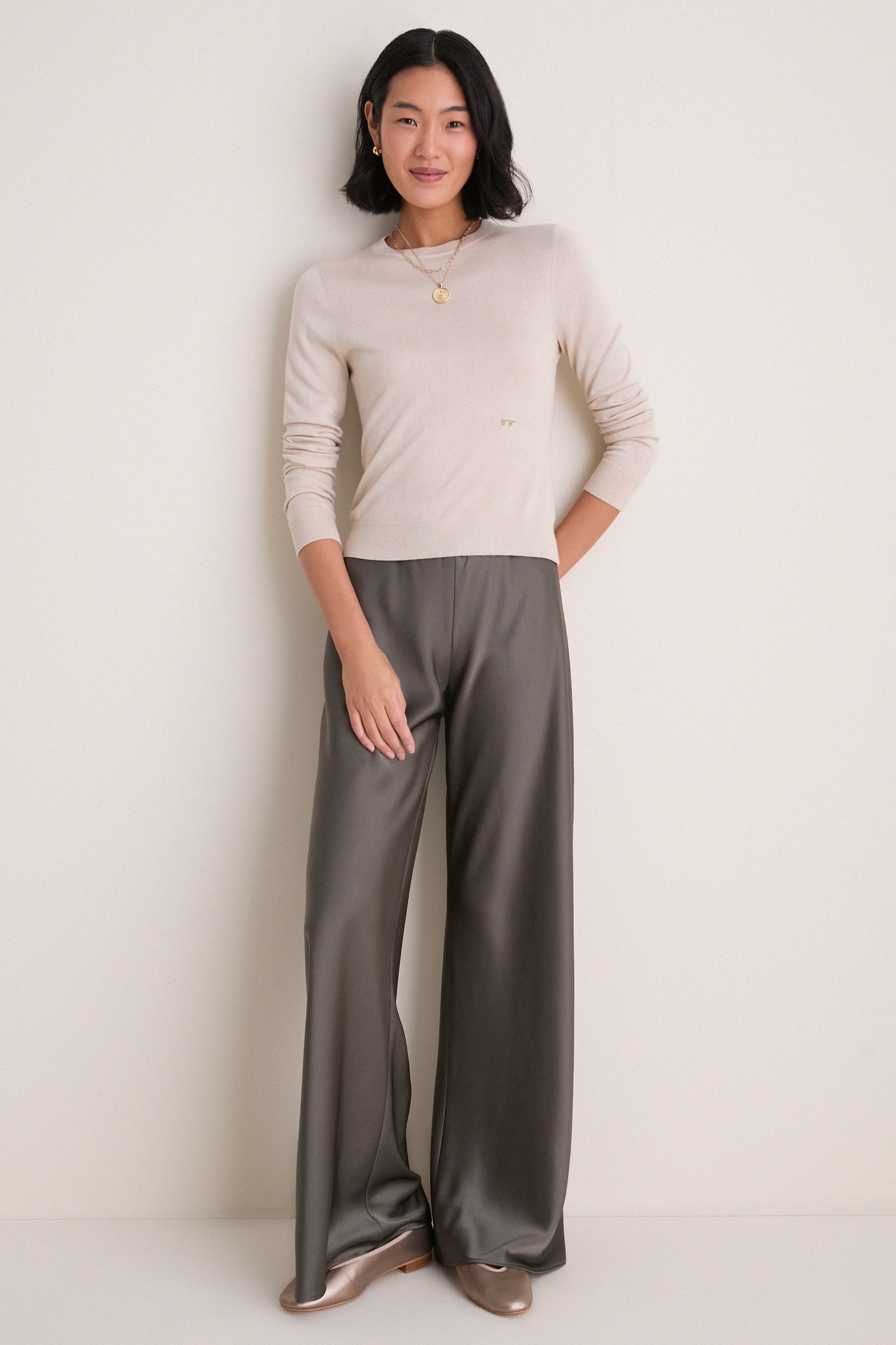 Sandstone Cashmere Silk Long Sleeve Katie Tee