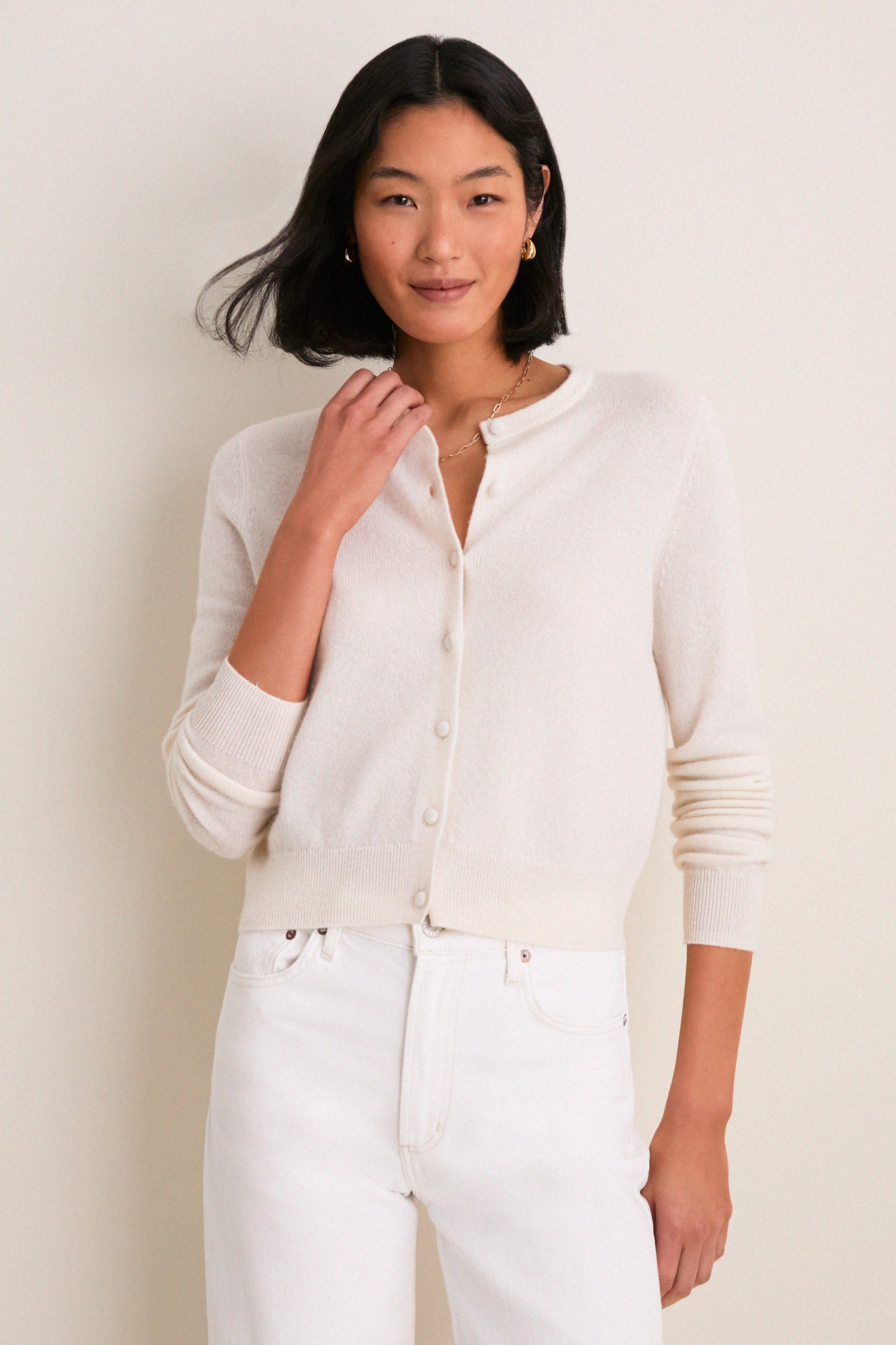 Ivory Cashmere Riley Cardigan