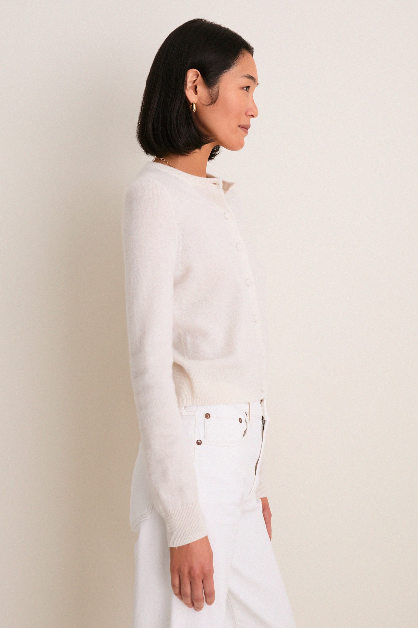 Ivory Cashmere Riley Cardigan