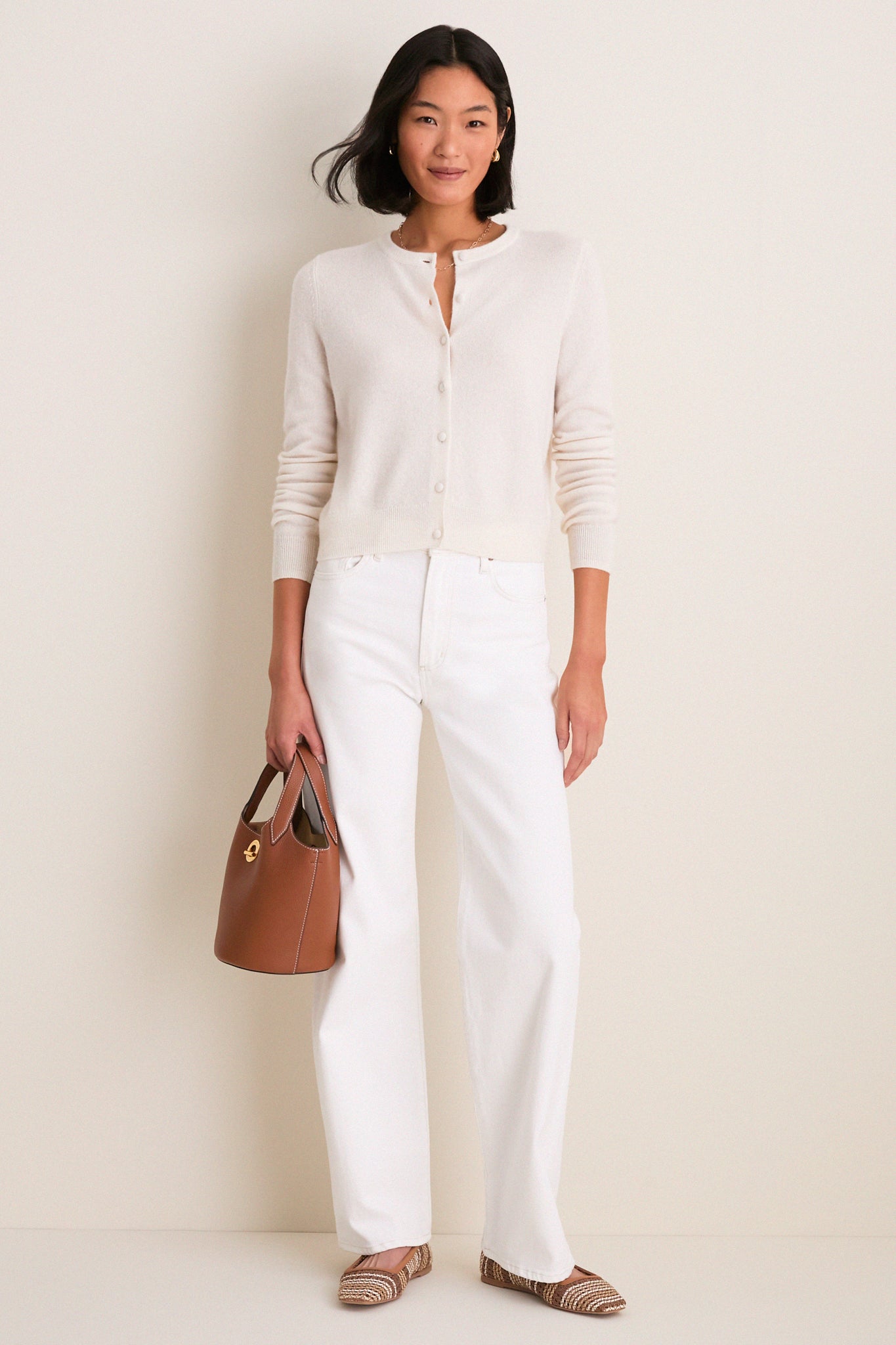 Ivory Cashmere Riley Cardigan