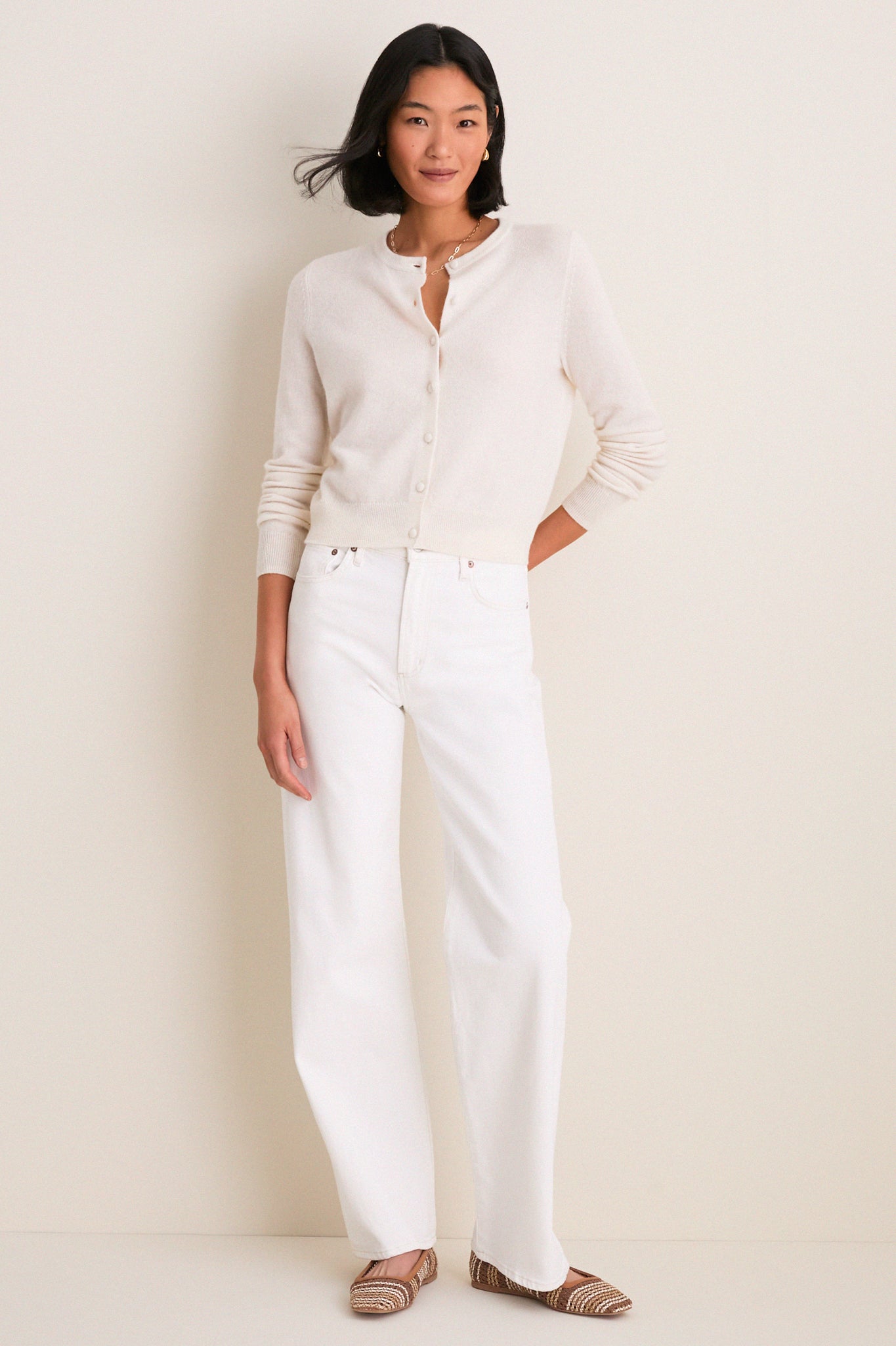 Ivory Cashmere Riley Cardigan