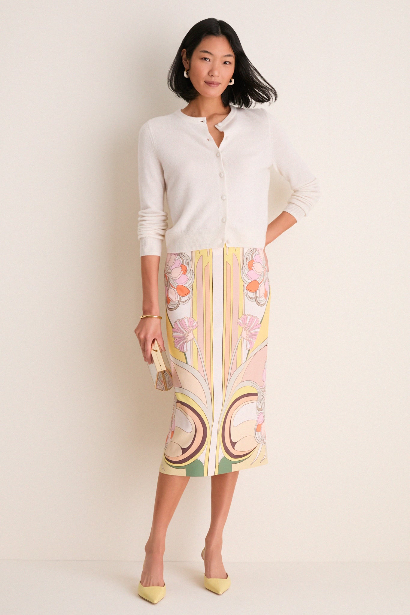 Ivory Cashmere Riley Cardigan