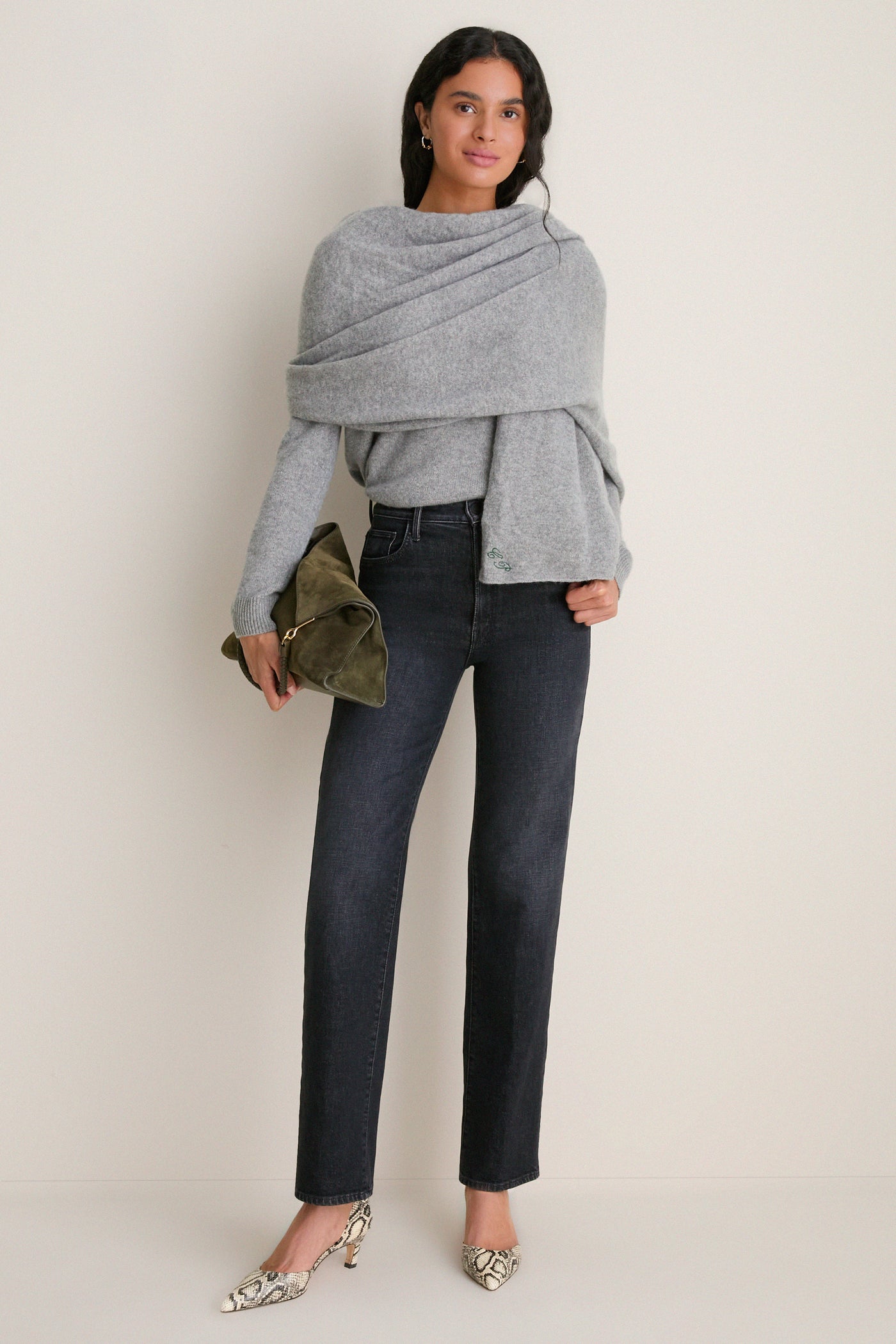 Shadow Gray Cashmere Blanket Scarf
