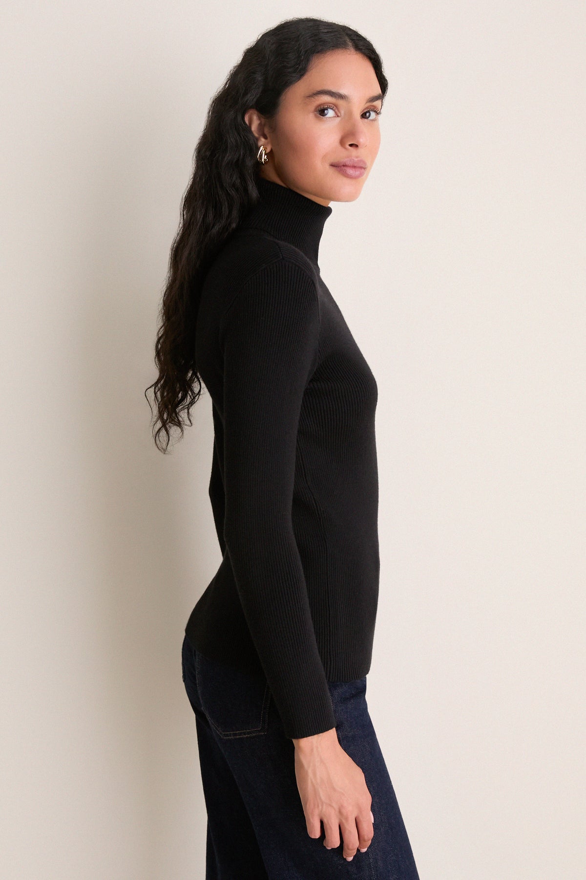 Black Arlo Ribbed Turtleneck