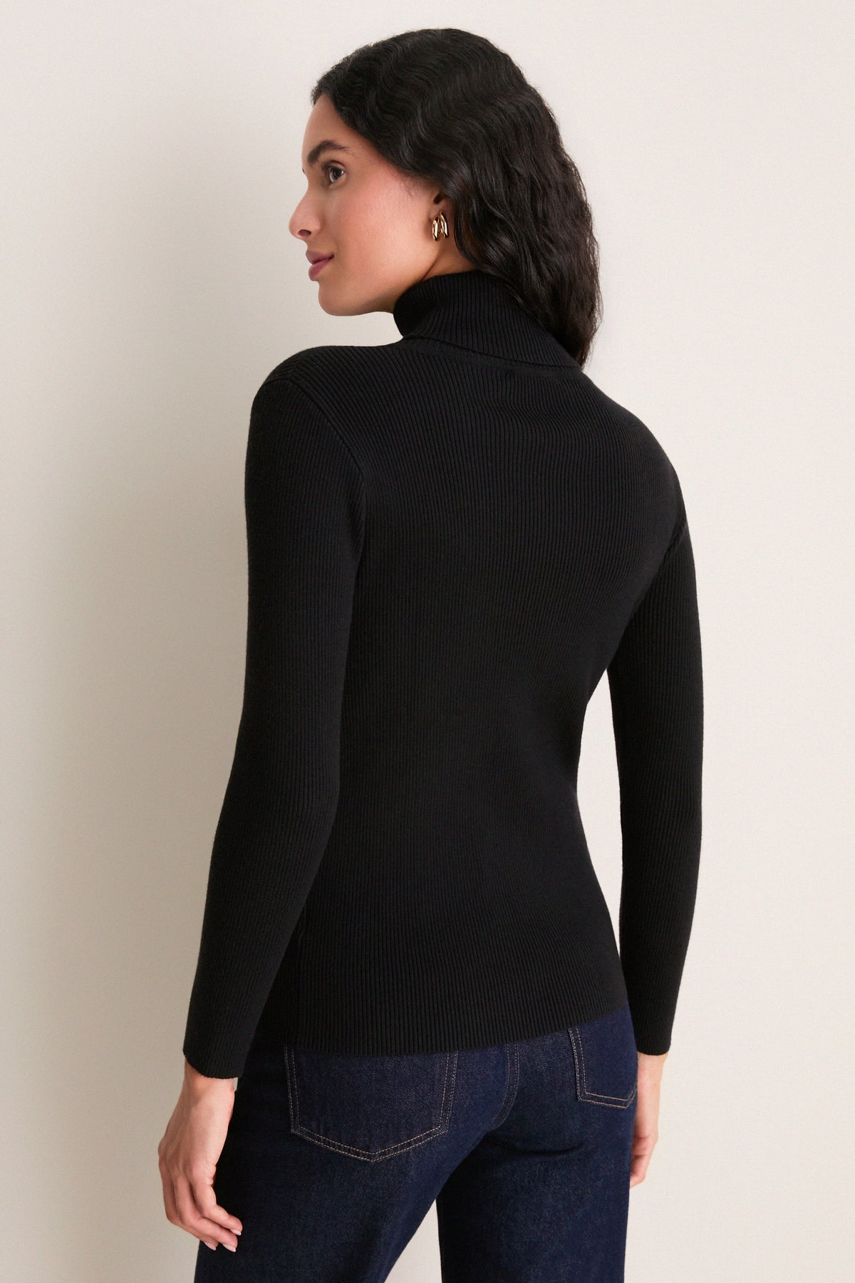 Black Arlo Ribbed Turtleneck