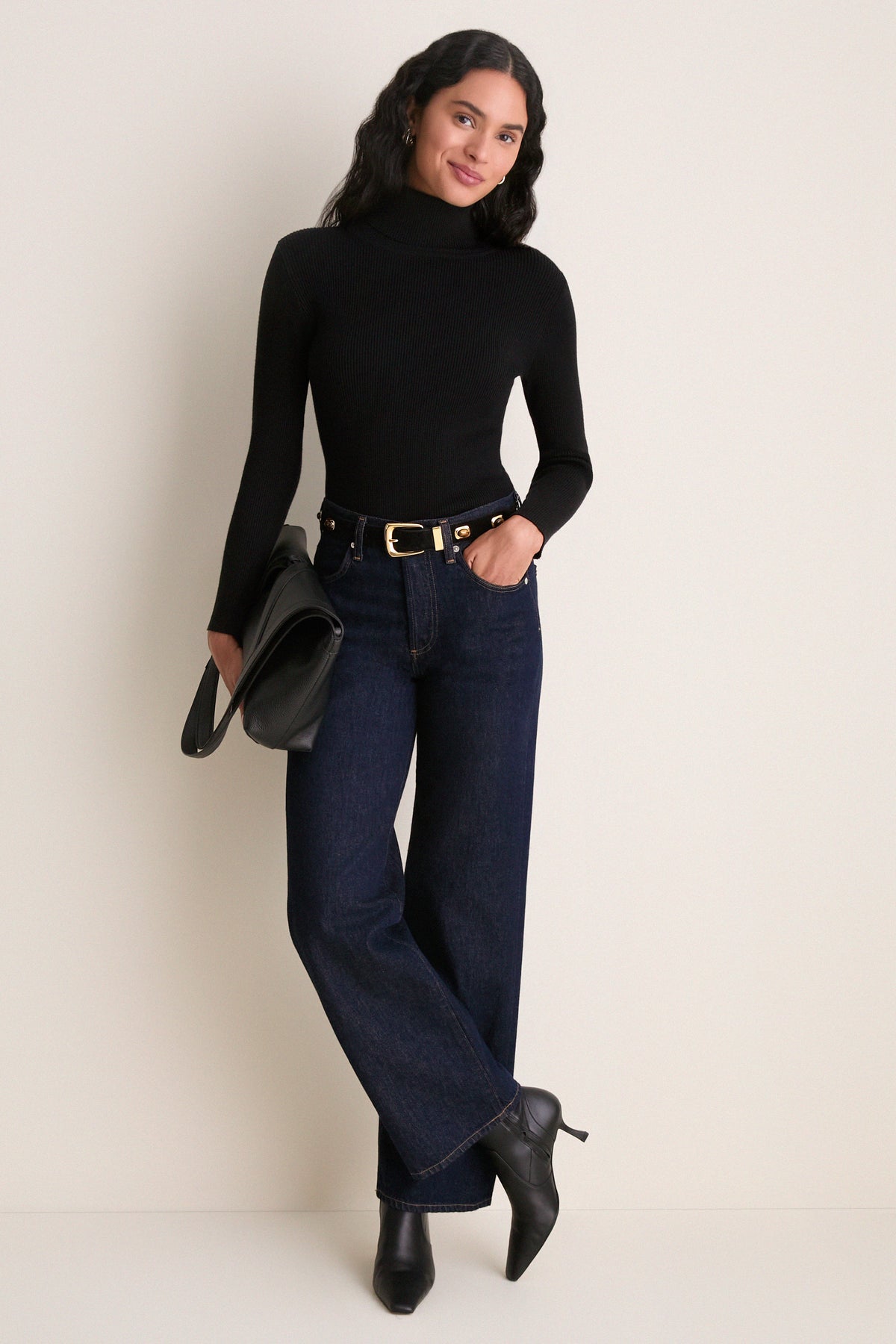 Black Arlo Ribbed Turtleneck