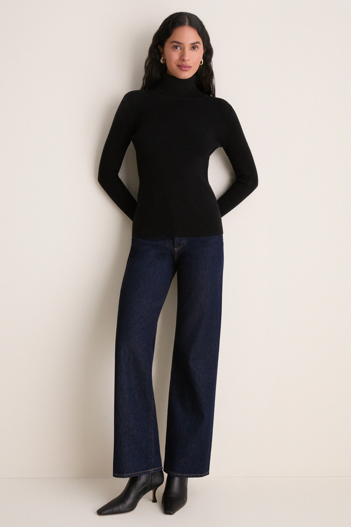 Black Arlo Ribbed Turtleneck