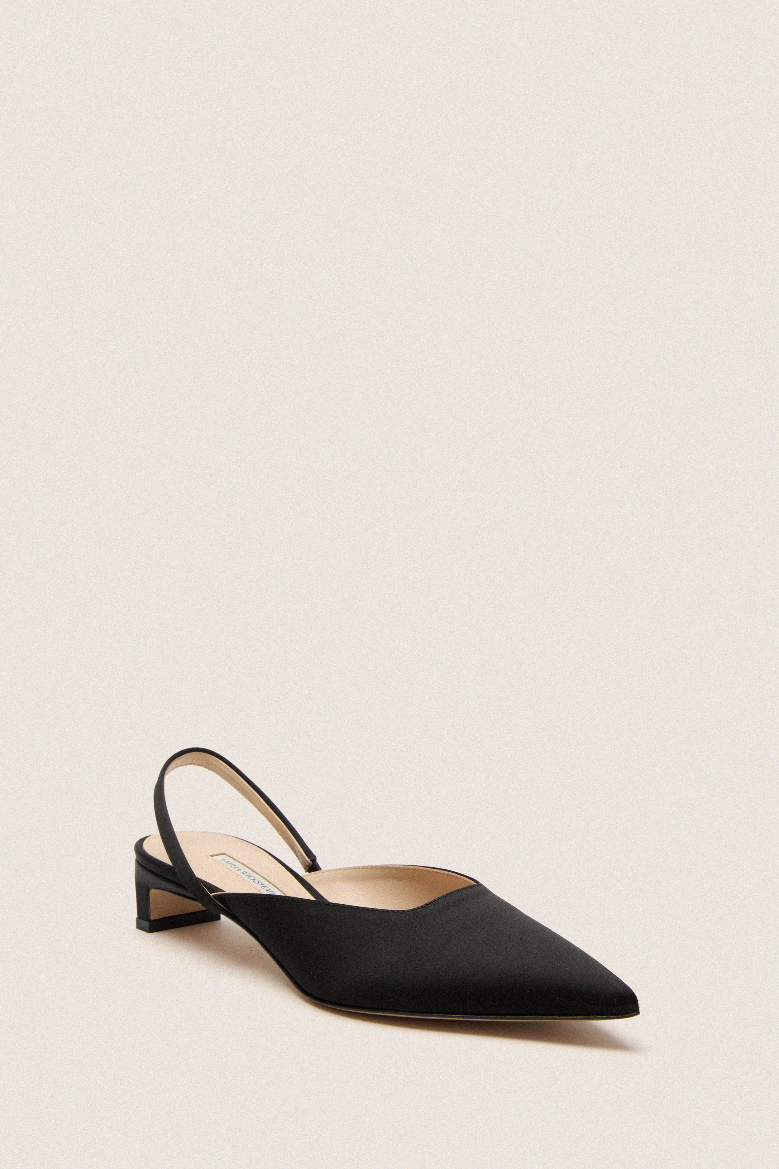 Black Satin Kaori Kitten Heels