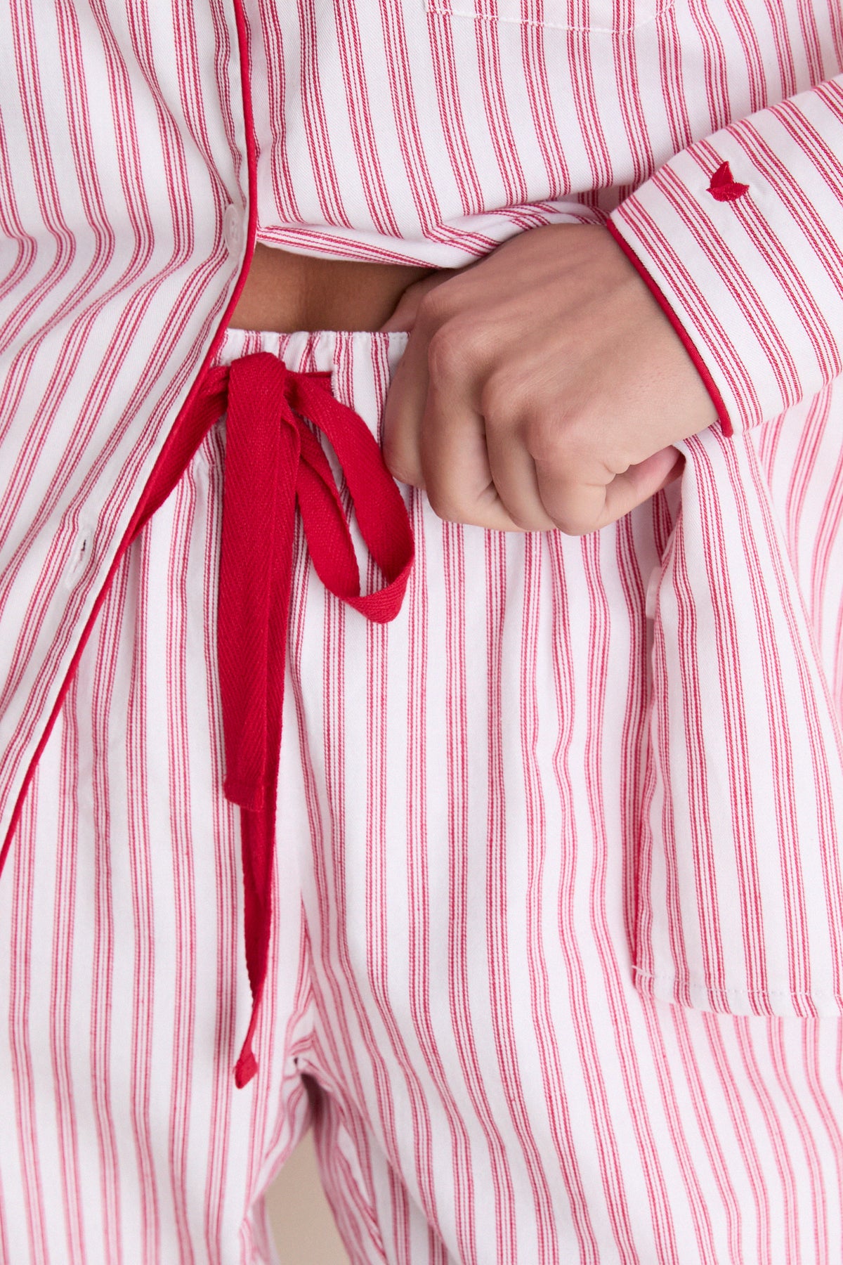 Antique Red Ticking Long Sleeve Pants Set