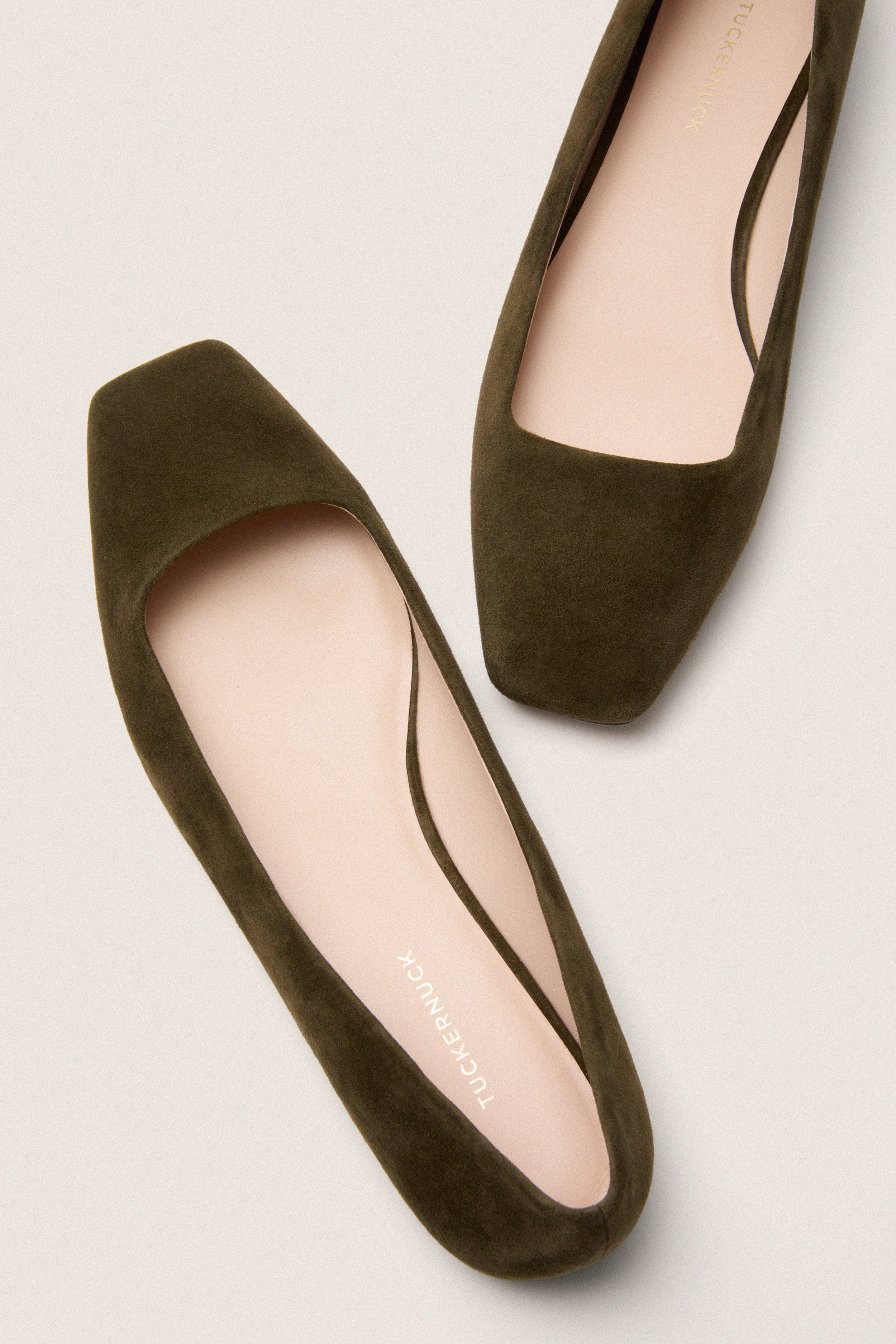 Dark Olive Suede Nadia Flats