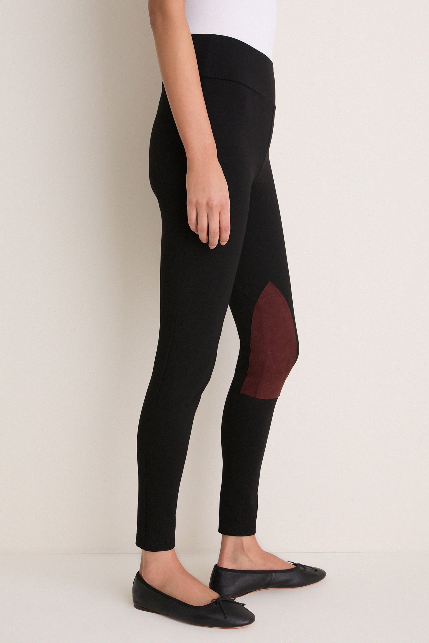Black Suede Patch Hughes Riding Legging