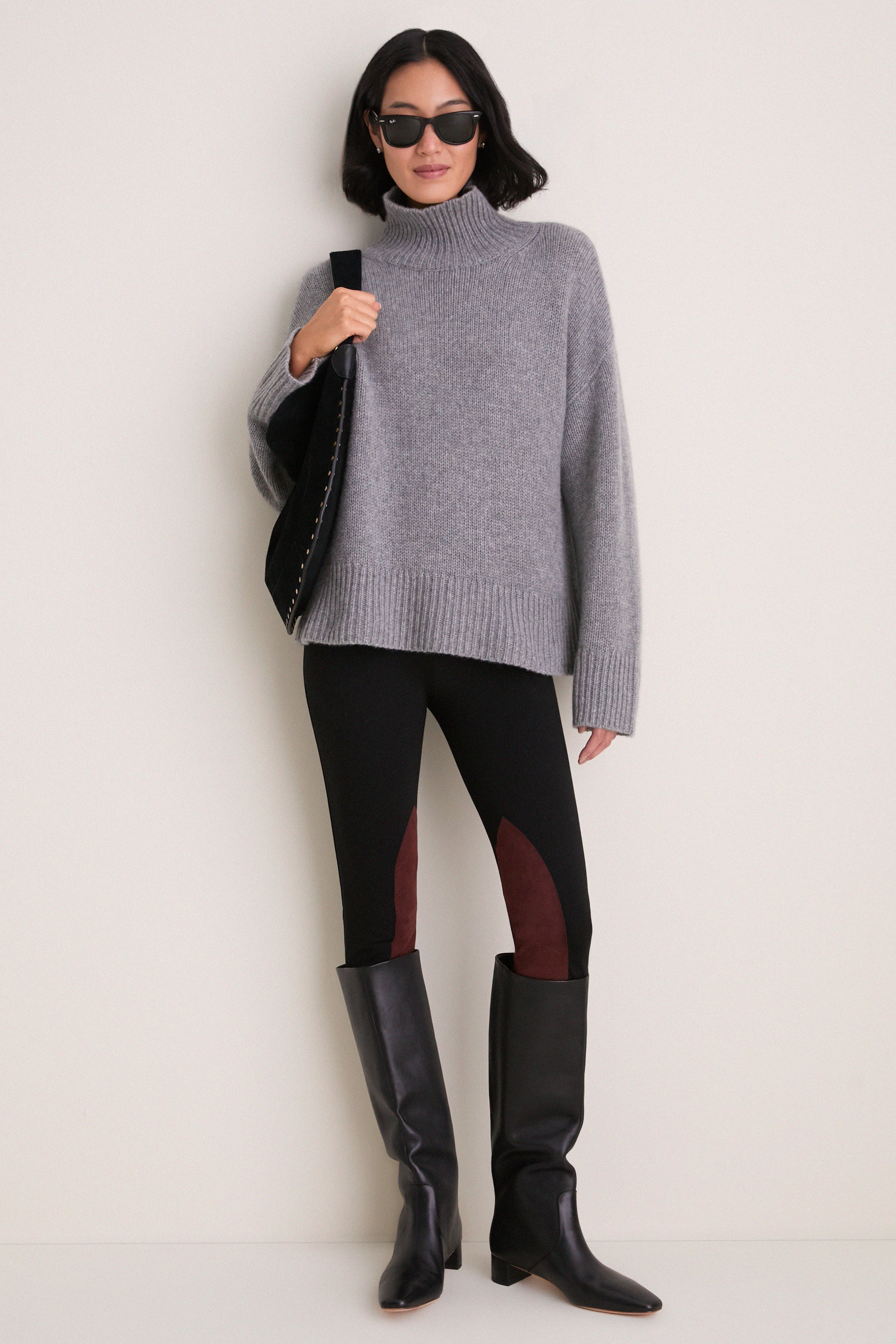 Black Suede Patch Hughes Riding Legging