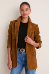 Toffee Suede Leo Boyfriend Blazer