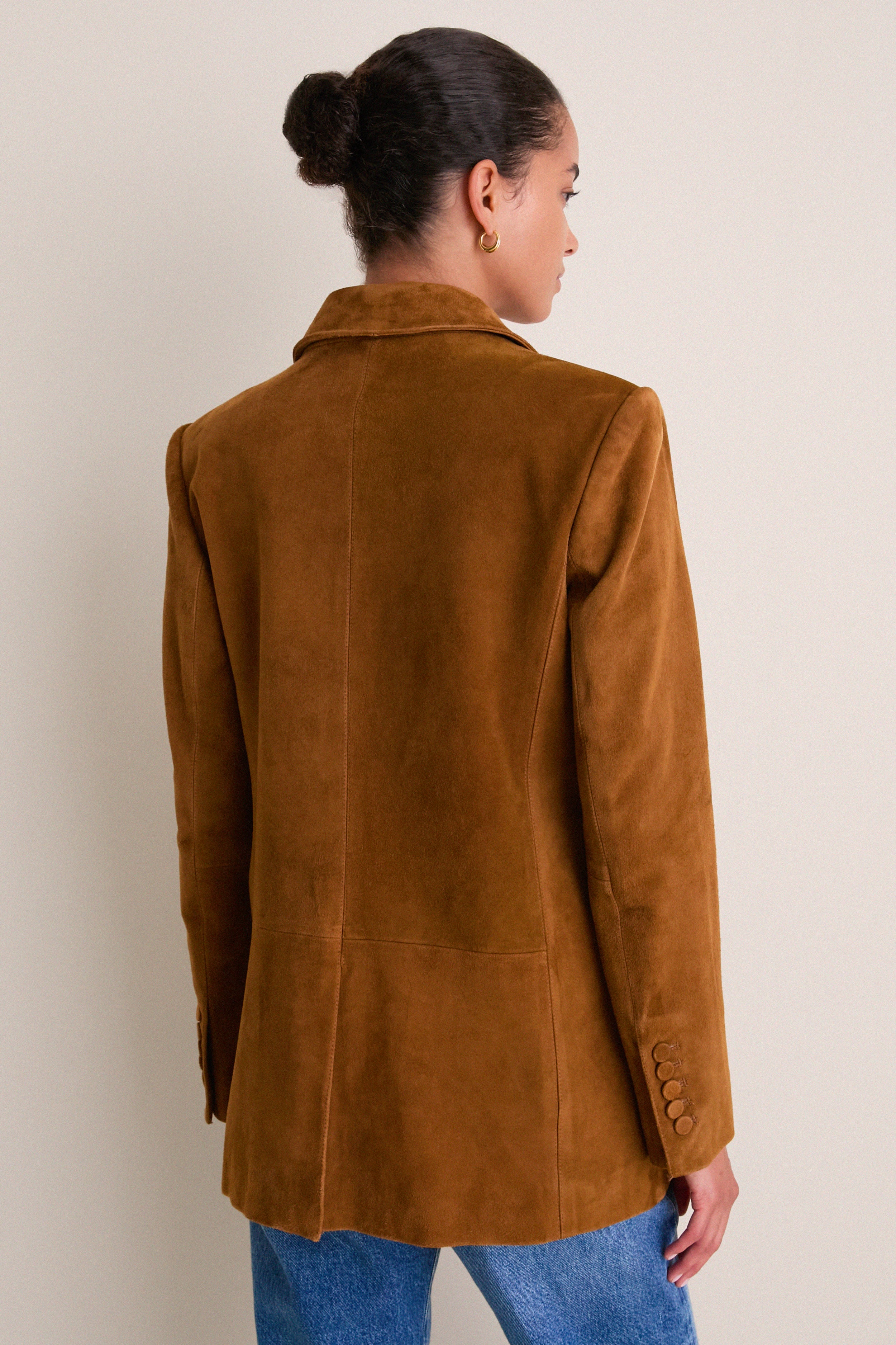 Toffee Suede Leo Boyfriend Blazer