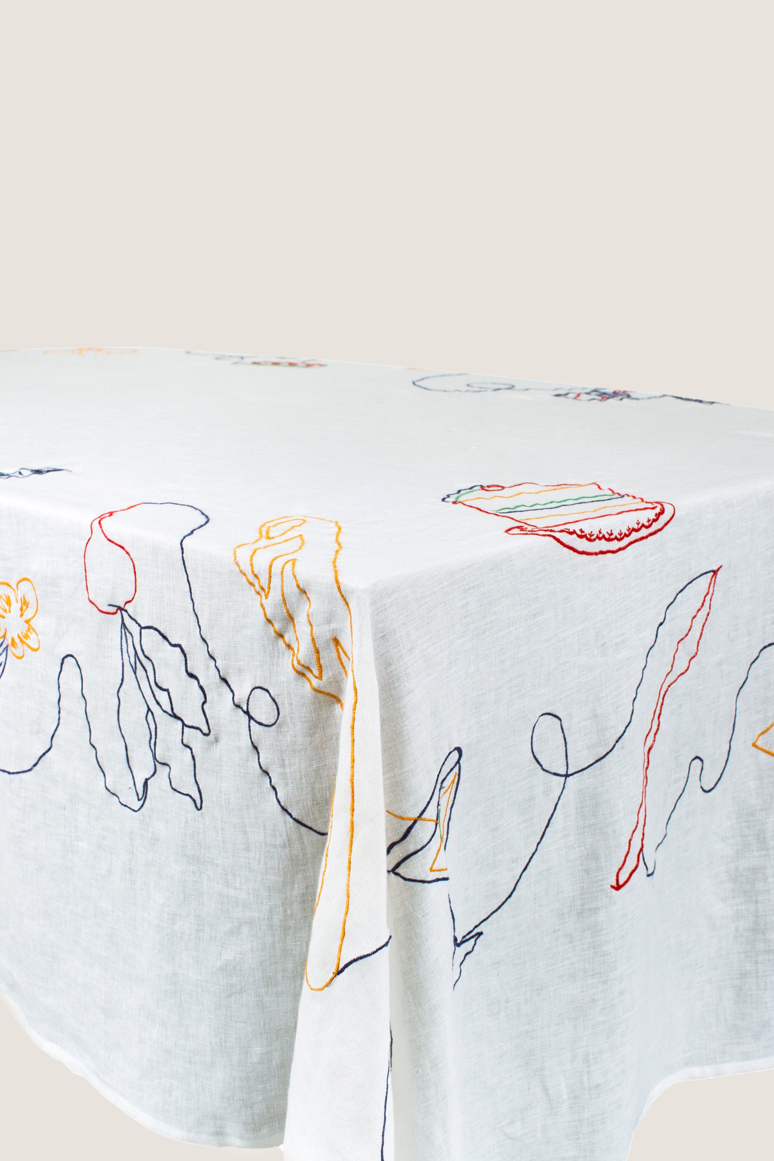 Fete Linen Embroidered Tablecloth
