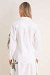 White Floral Embroidered Carolina Button Down