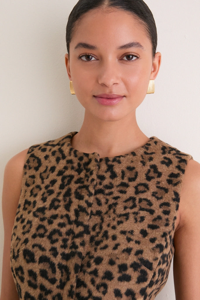 Leopard Brushed Wool Sleeveless Rhoda Dress