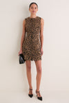 Leopard Brushed Wool Sleeveless Rhoda Dress