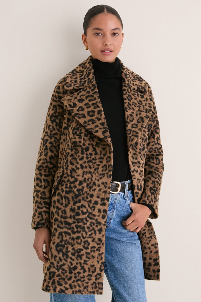 Leopard Brushed Wool Harley Peacoat