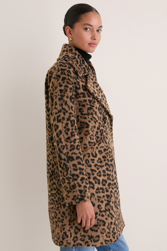 Leopard Brushed Wool Harley Peacoat